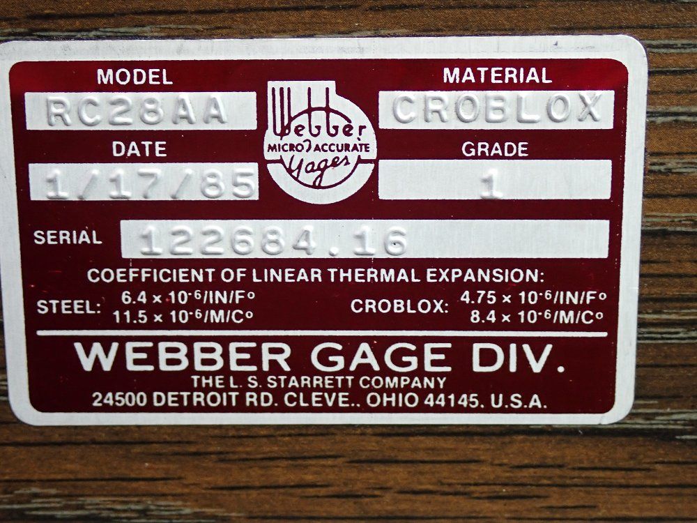 L.s. Starrett Calibration Gage Set - Rc28aa