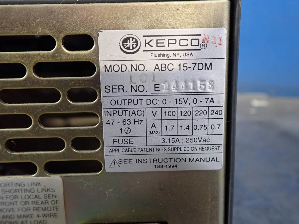 Kepco Programmable Power Supply - Abc 15-7dm
