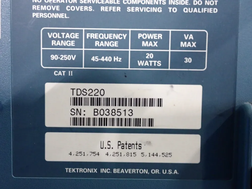 Tektronix 100 Mhz Oscilloscope, Digital - Tds220