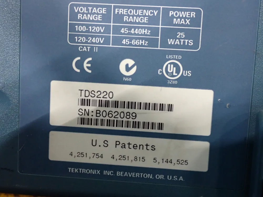 Tektronix 100 Mhz Oscilloscope, Digital - Tds220