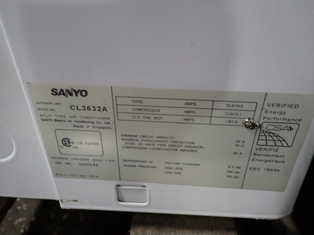 Sanyo 15.4/16.0 A Air Conditioner - Cl3632a