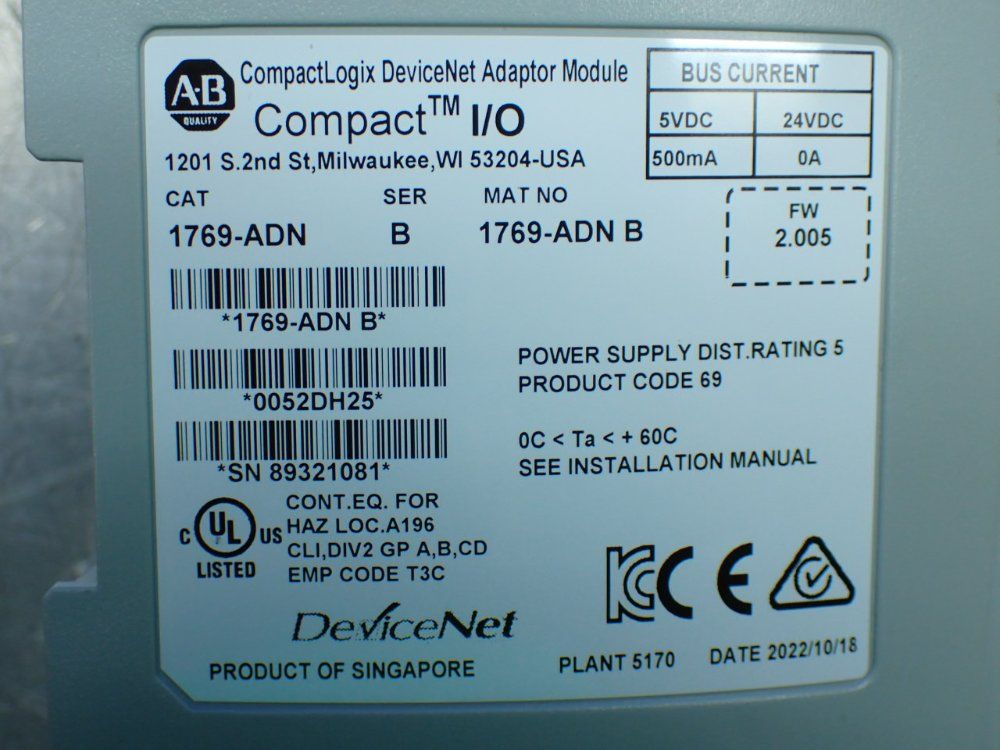 Allen-bradley Compactlogix Devicenet Adapter Module - 1769-adn