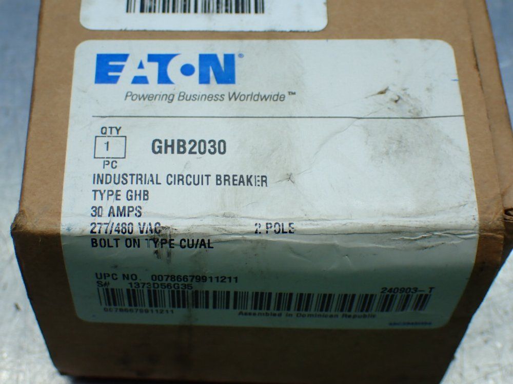 Eaton Industrial Circuit Breaker. - Ghb2030