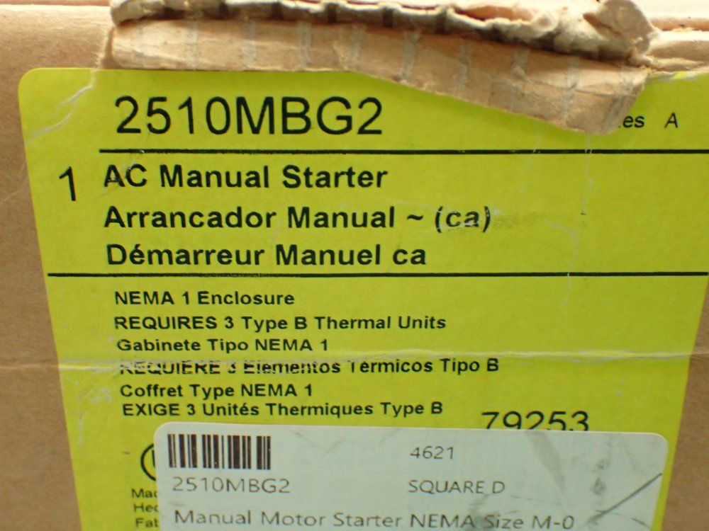 Square D Ac Manual Motor Starter. - 2510mbg2