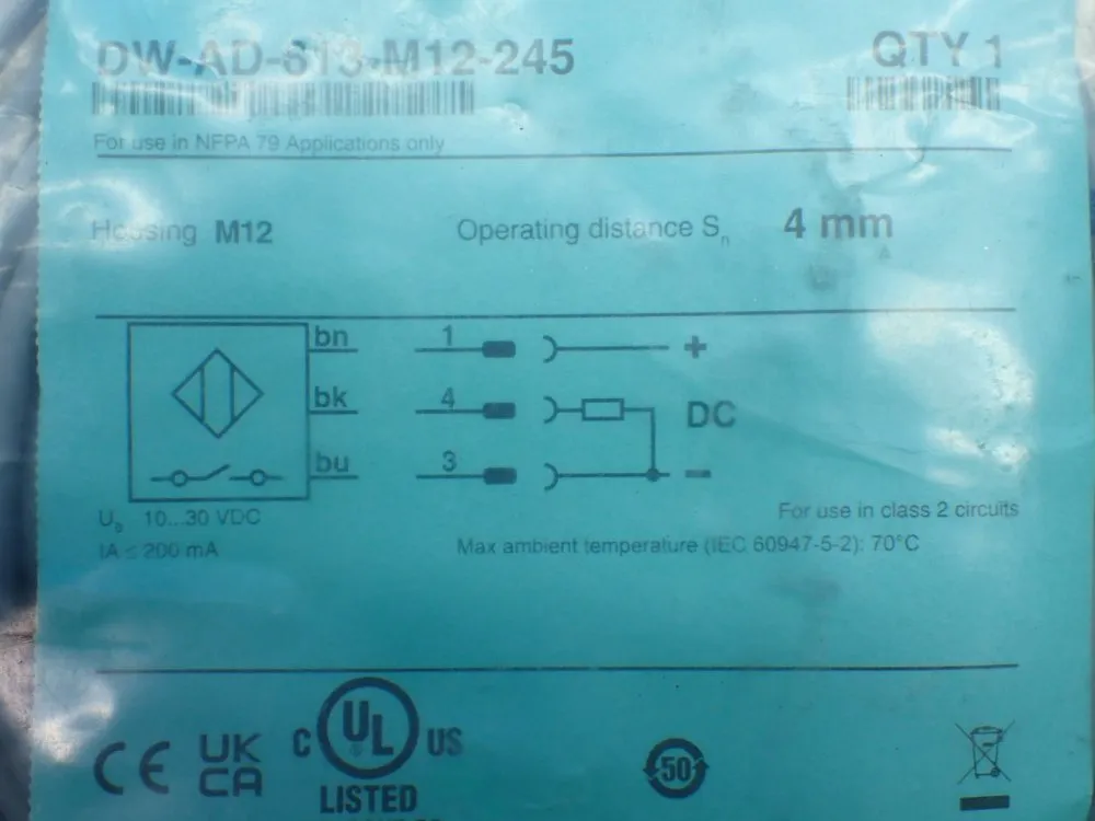 Contrinex 4mm Inductive Proximity Switch - Dw-ad-613-m12-245