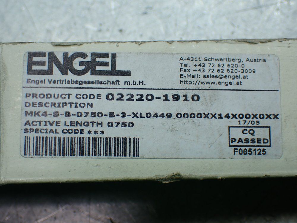 Engel Contactless Linear Position Transducer - Mk4-s-b-0750-b-3-xl0449 0000xx14x00x0xx