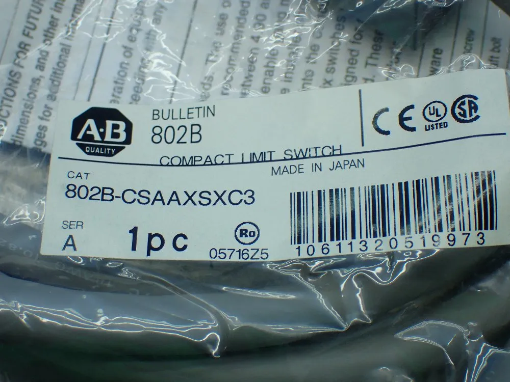 Allen-bradley Compact Limit Switch, 3 Meter Cable - 802b-csaaxsxc3
