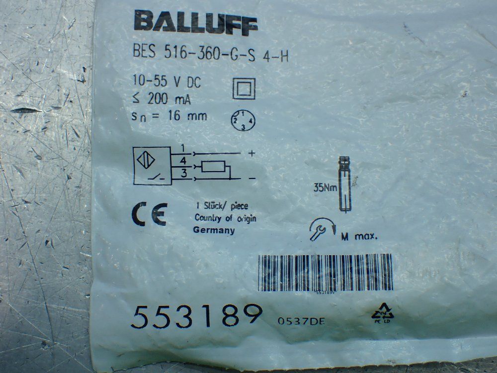 Balluff Inductive Proximity Sensor - Bes 516-360-g-s 4-h