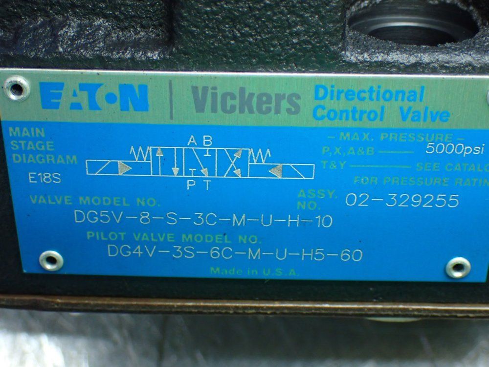Eaton Vickers Hydraulic Directional Control Valve. Dg4v-3s-6c-m-u-h5-60 - Dg5v-8-s-3c-m-u-h-10