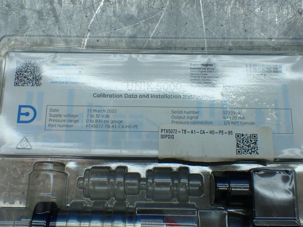 Ge Unik 5000 Pressure Transmitter - Ptx5072-tb-a1-ca-h0-pe-80