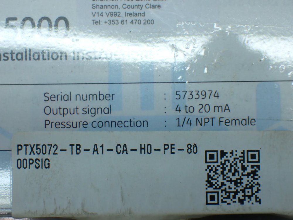 Ge Unik 5000 Pressure Transmitter - Ptx5072-tb-a1-ca-h0-pe-80