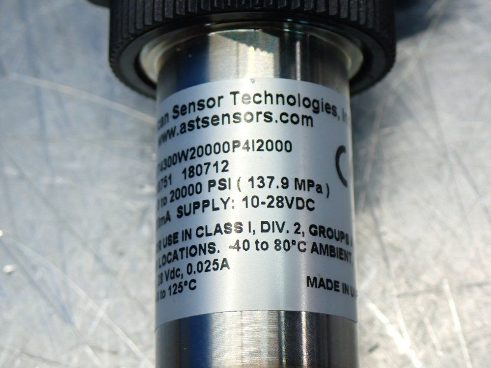 American Sensor Technologies Non-incendive Pressure Transducer - Ast4300w20000p4l2000