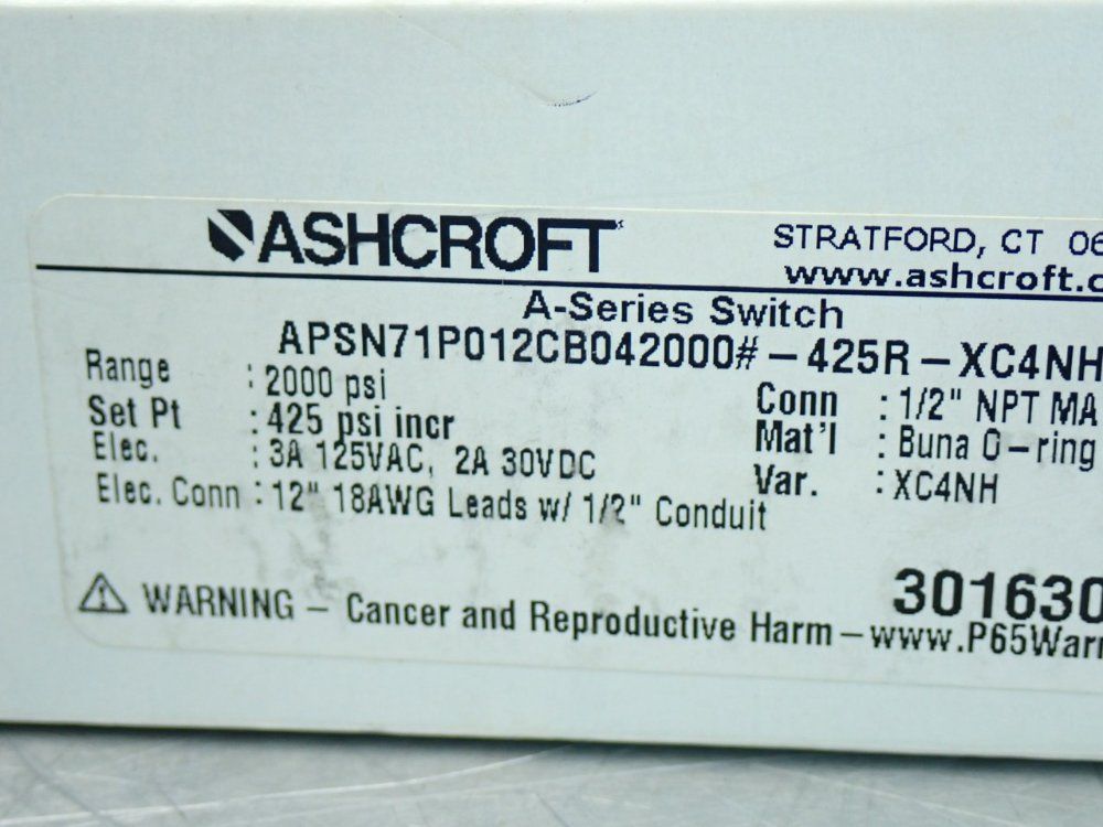 Ashcroft A-series Explosion Proof Pressure Switch - Apsn71p012cb042000