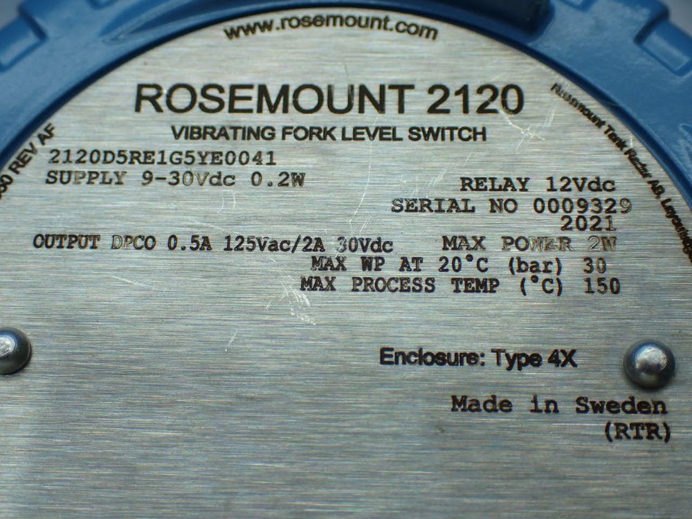 Rosemount Vibrating Fork Level Switch - 2120d5re1g5ye0041