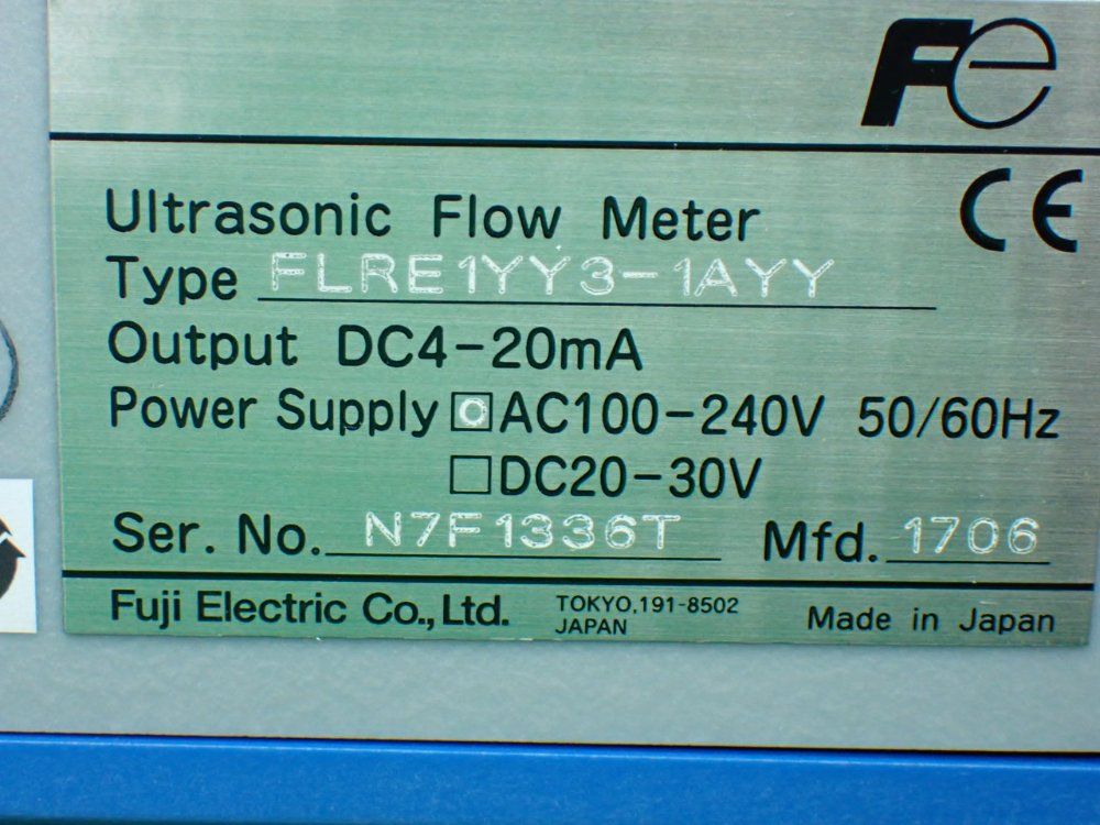 Fuji Electric Ultrasonic Flow Meter. - Flre1yy3-1ayy