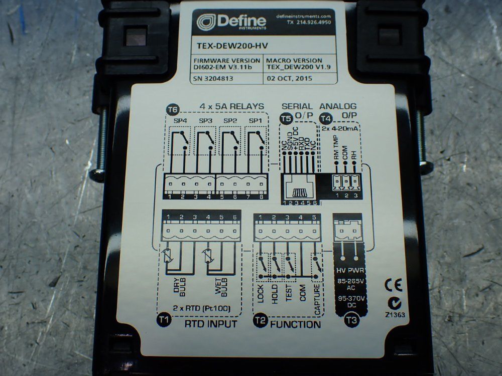 Define Rh/temperature Controller - Tex-dew200-hv