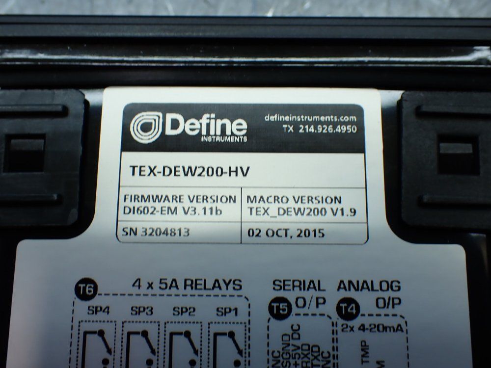 Define Rh/temperature Controller - Tex-dew200-hv
