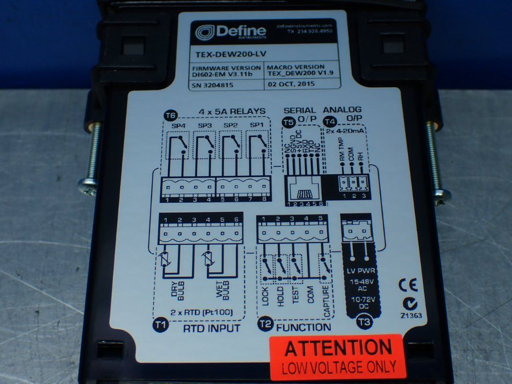 Define Rh/temperature Controller - Tex-dew200-lv