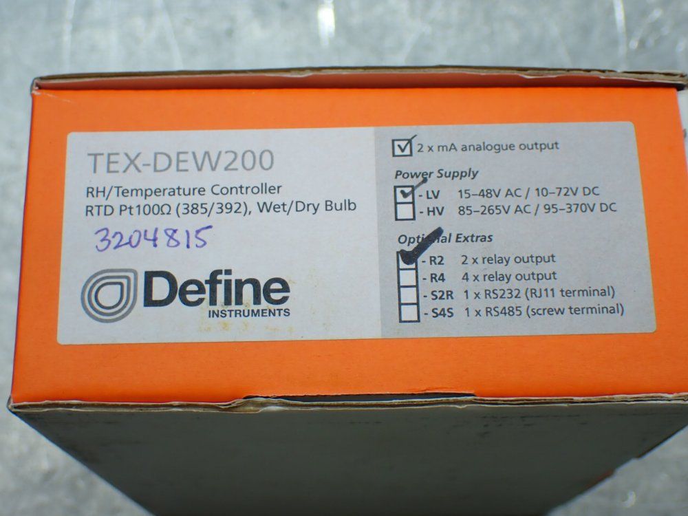 Define Rh/temperature Controller - Tex-dew200-lv