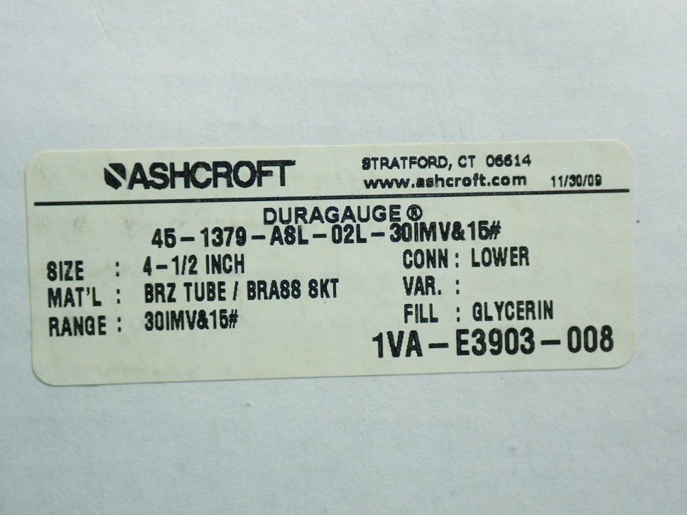 Ashcroft Pressure Gauge Valve Unit, 2pcs - 45-1379-a8l-02l-30imv&15#