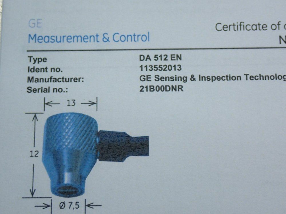 General Electric Da512en Ultrasonic Test Probe - 113-552-013