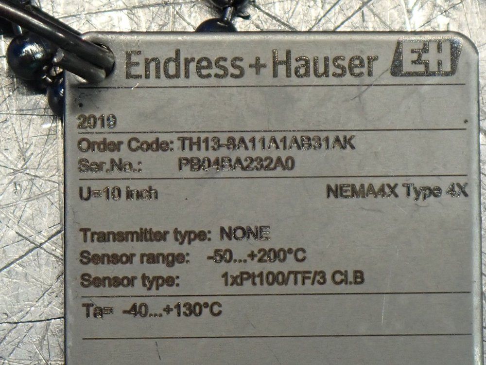 Endress Hauser Thermometer Temperature Sensor - Tu53-1aa81b1a1aak