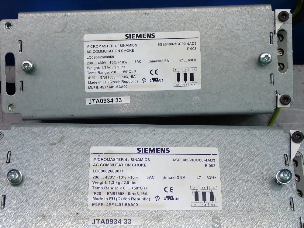 Siemens Ac Communication Choke Qty 2 - 6se6400-3cc00-4ad3
