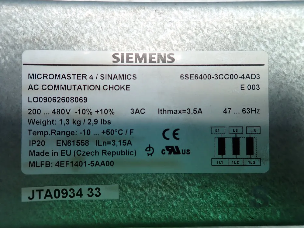 Siemens Ac Communication Choke Qty 2 - 6se6400-3cc00-4ad3