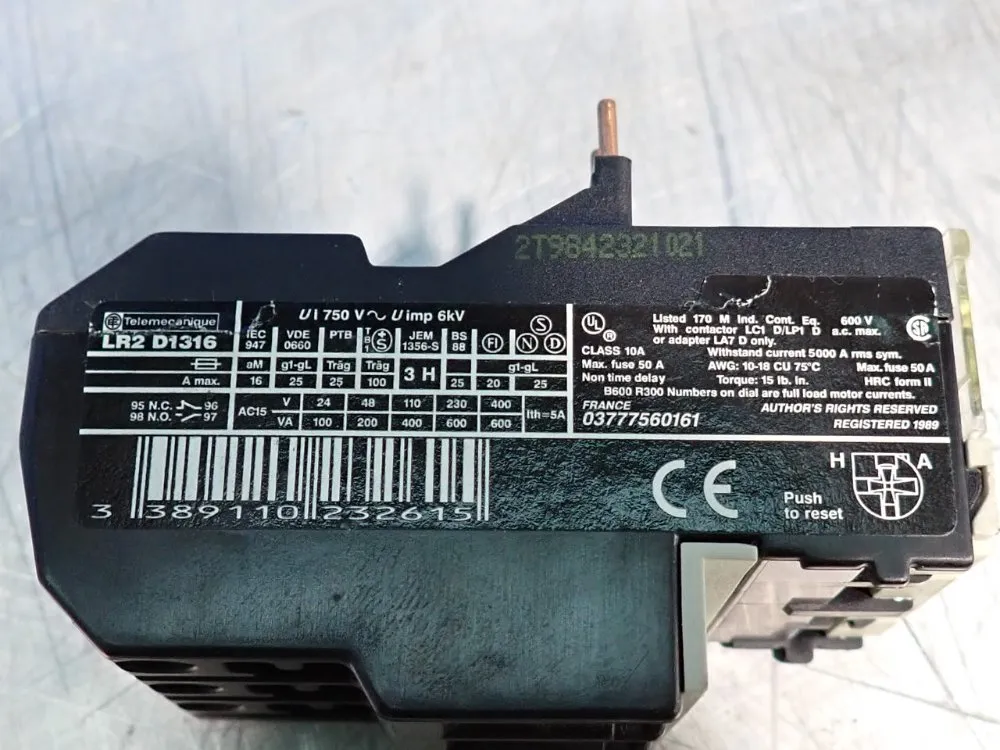 Telemecanique Overload Relay - Lr2 D1316