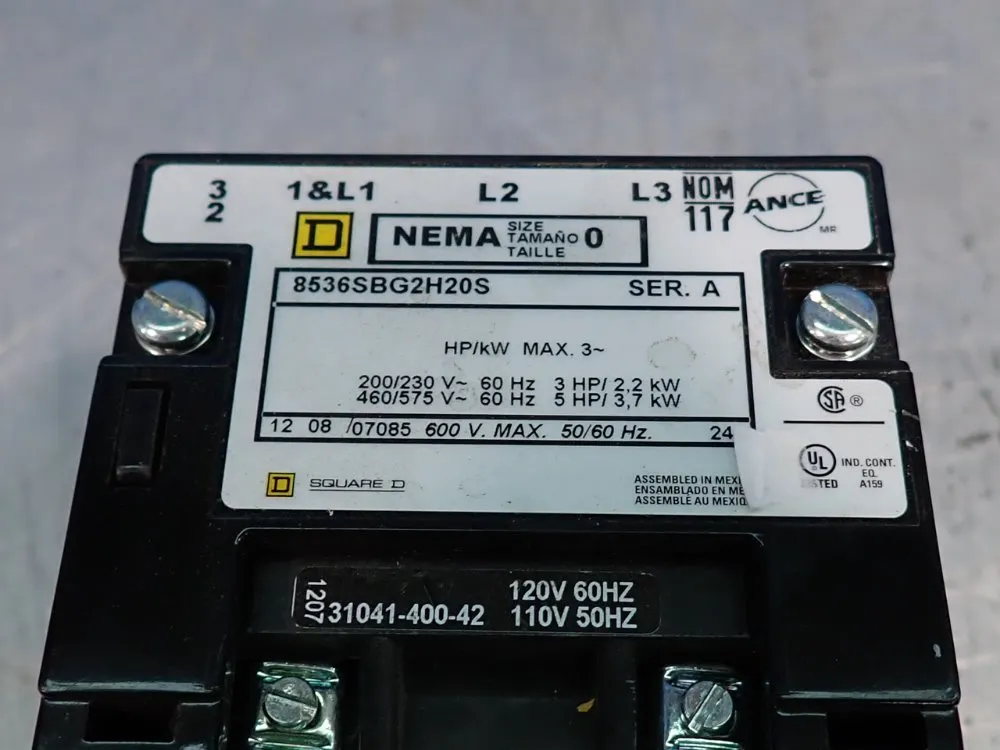 Square D Motor Starter - 8536sbg2h20s