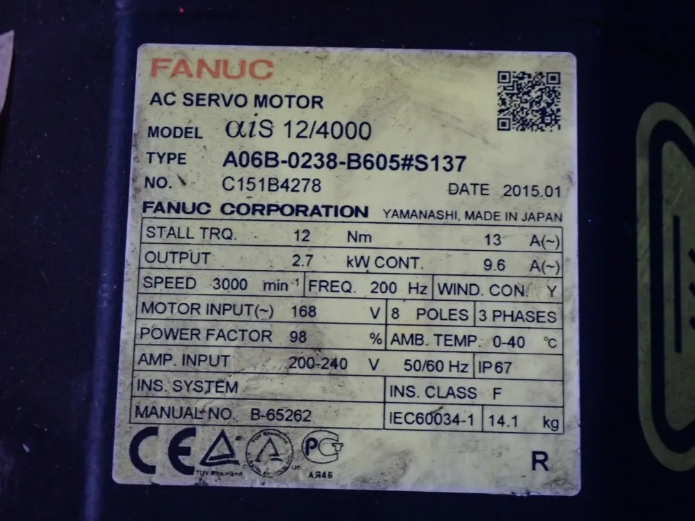 Fanuc Ac Servo Motor - A06b-0238-b605#s137