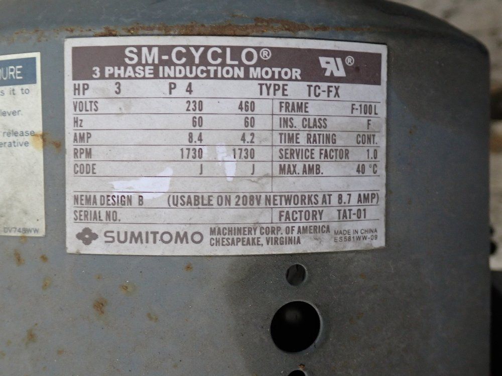 Sumitomo 3 Hp Gear Motor