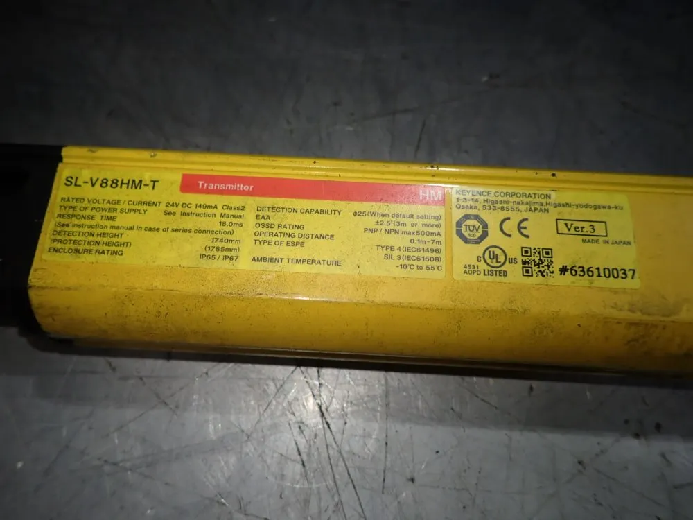 Keyence 63"x1" Light Curtain - Sl-v88hm-t