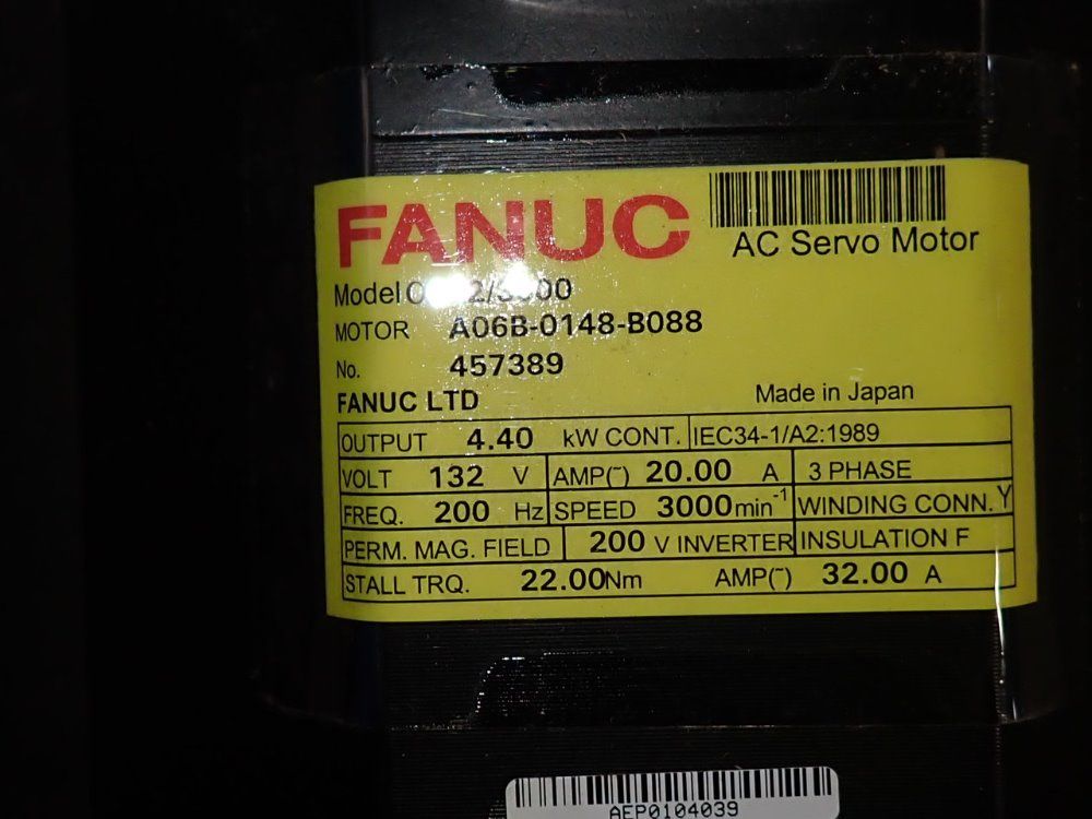 Fanuc 4.40 Kw Ac Servo Motor - A06b-0148-b088