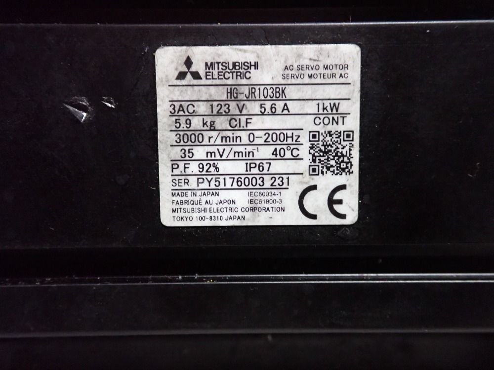 Mitsubishi 1 Kw Servo Motor - Hg-jr103bk