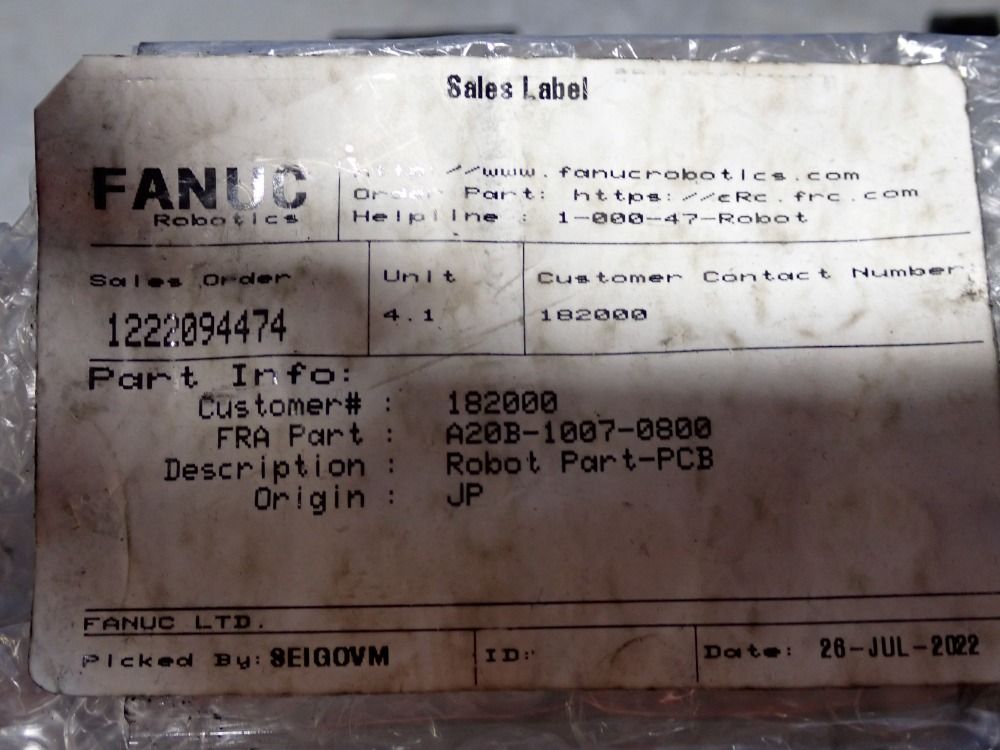 Faunc Pc Board - A20b-1007-0800