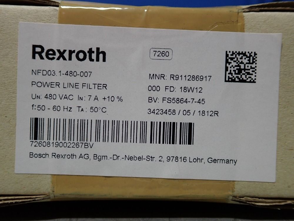 Bosch Rexroth Power Line Filter - Nfd03.1-480-007