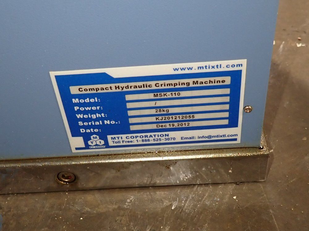 Mti Corporation Hydraulic Crimping Machine - Msk-110