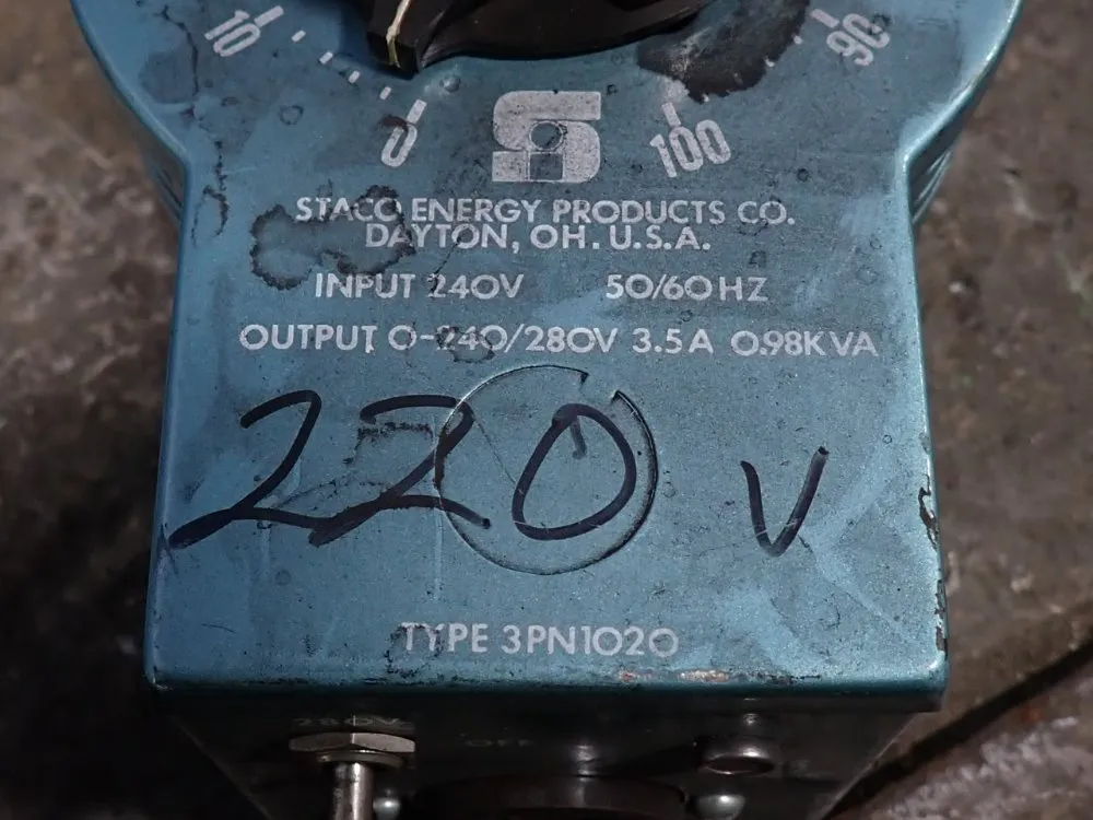 Staco Energy Products Co 0.98 Kva Autotransformer - 3pn1020