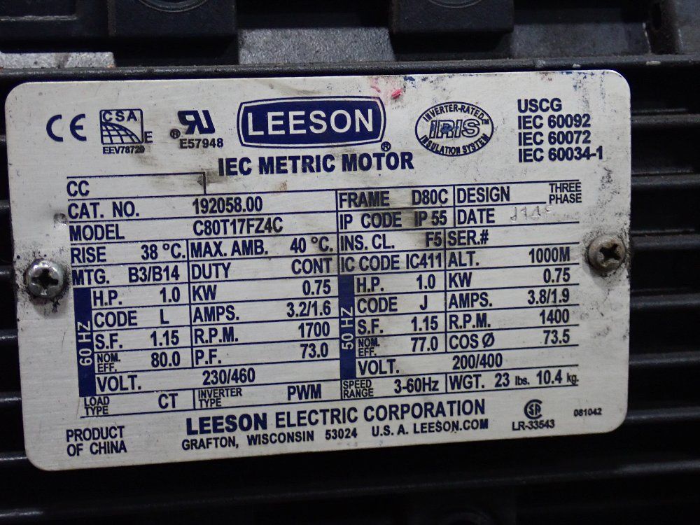 Leeson 1 Hp Iec Metric Motor - C80ti7fz4c