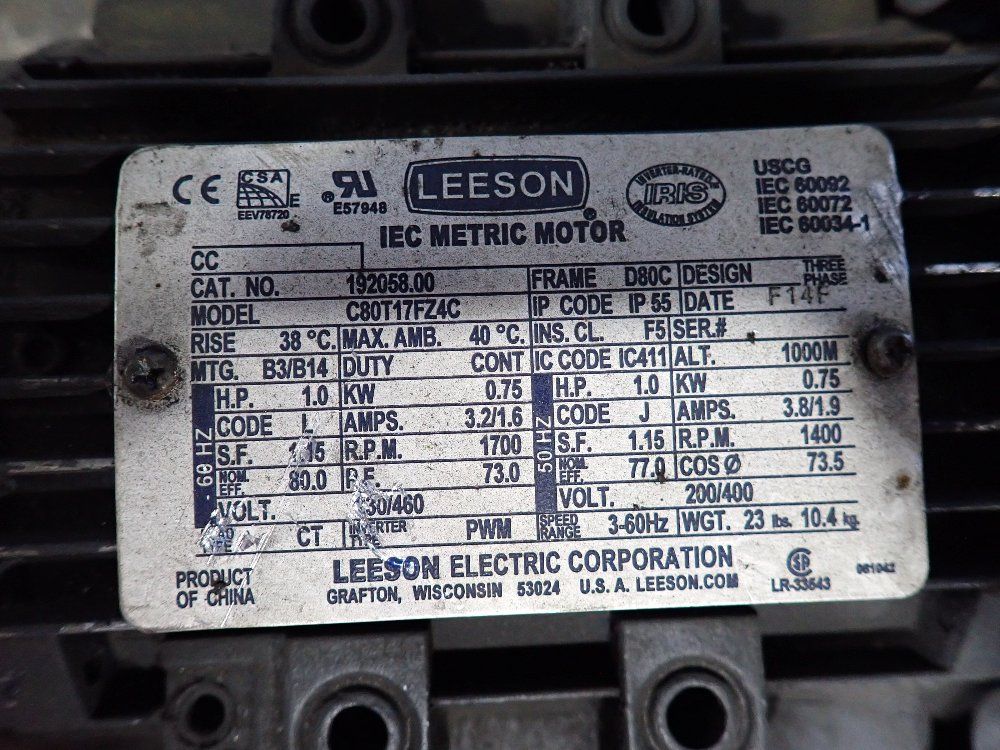Leeson 1 Hp Iec Metric Motor - C80ti7fz4c