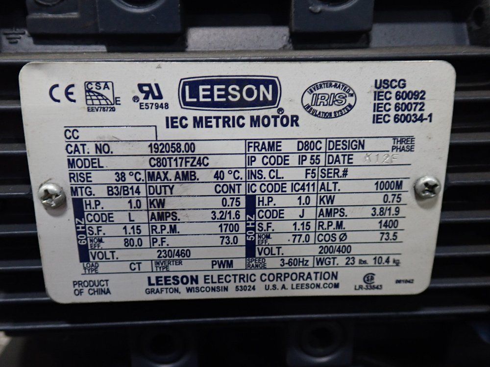 Leeson 1 Hp Iec Metric Motor - C80t17fz4c