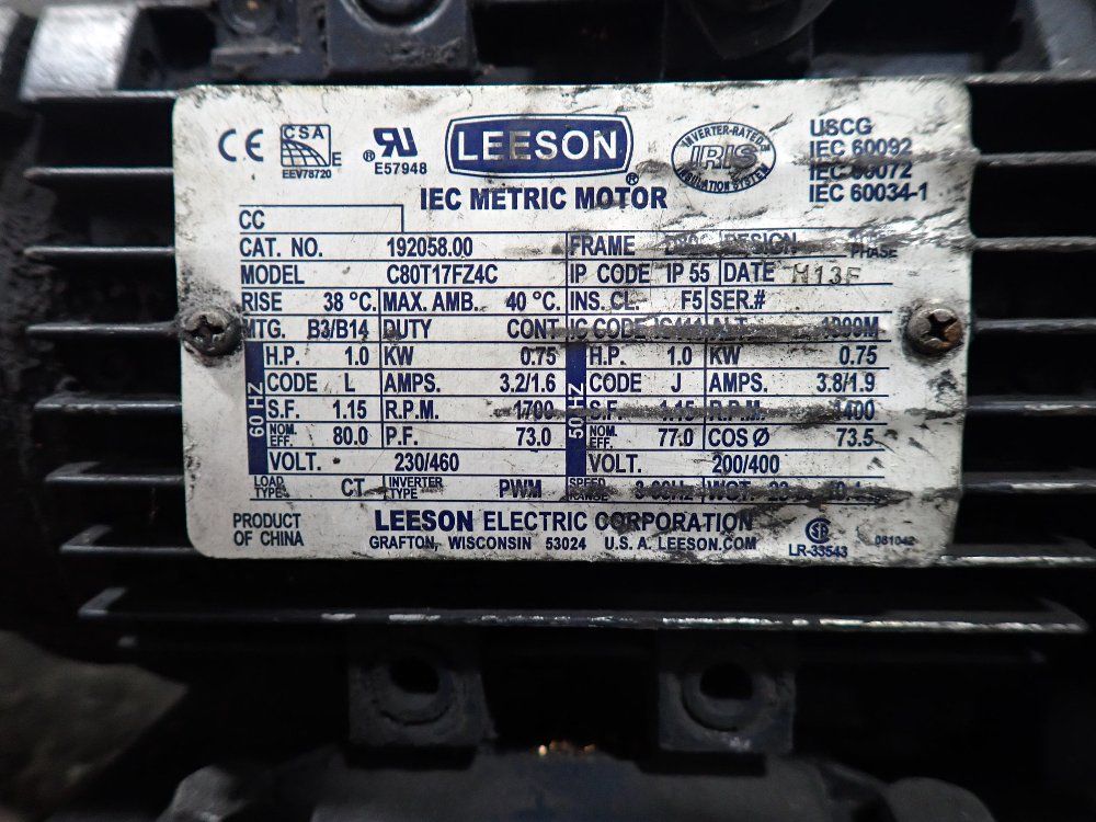 Leeson 1 Hp Iec Metric Motor - C80t17fz4c