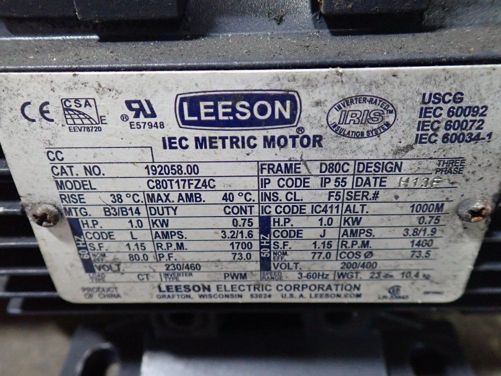 Leeson 1 Hp Iec Metric Motor - C80t17fz4c