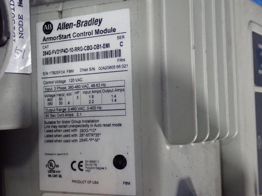 Allen Bradley .5 Hp Control Module - 284g-fvd1p4d-10-rrg-cbg-db1-emi