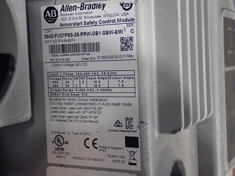 Allen Bradley 5 Hp Control Module - 284d-fvd7p6s-26-rrw-db1-sbw-emi