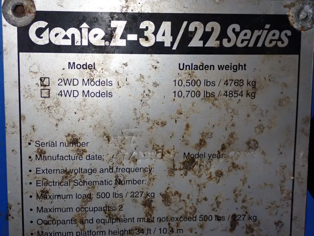 Genie 500 Lbs Boom Lift - Z-34/22 Series