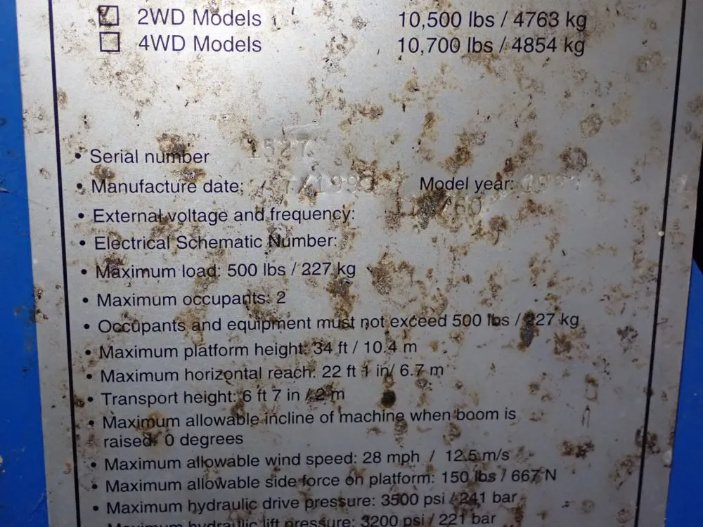 Genie 500 Lbs Boom Lift - Z-34/22 Series