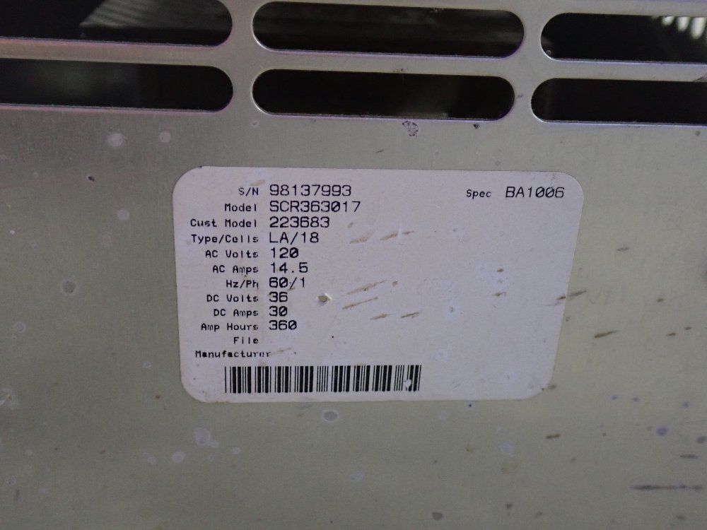 Tennant 36 V / 360 Ah Battery Charger - Scr363017