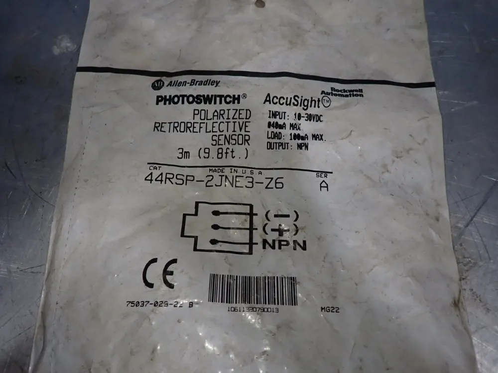 Allen-bradley 9.8 Ft Polarized Retroreflective Sensor - 44rsp-2jne3-z6